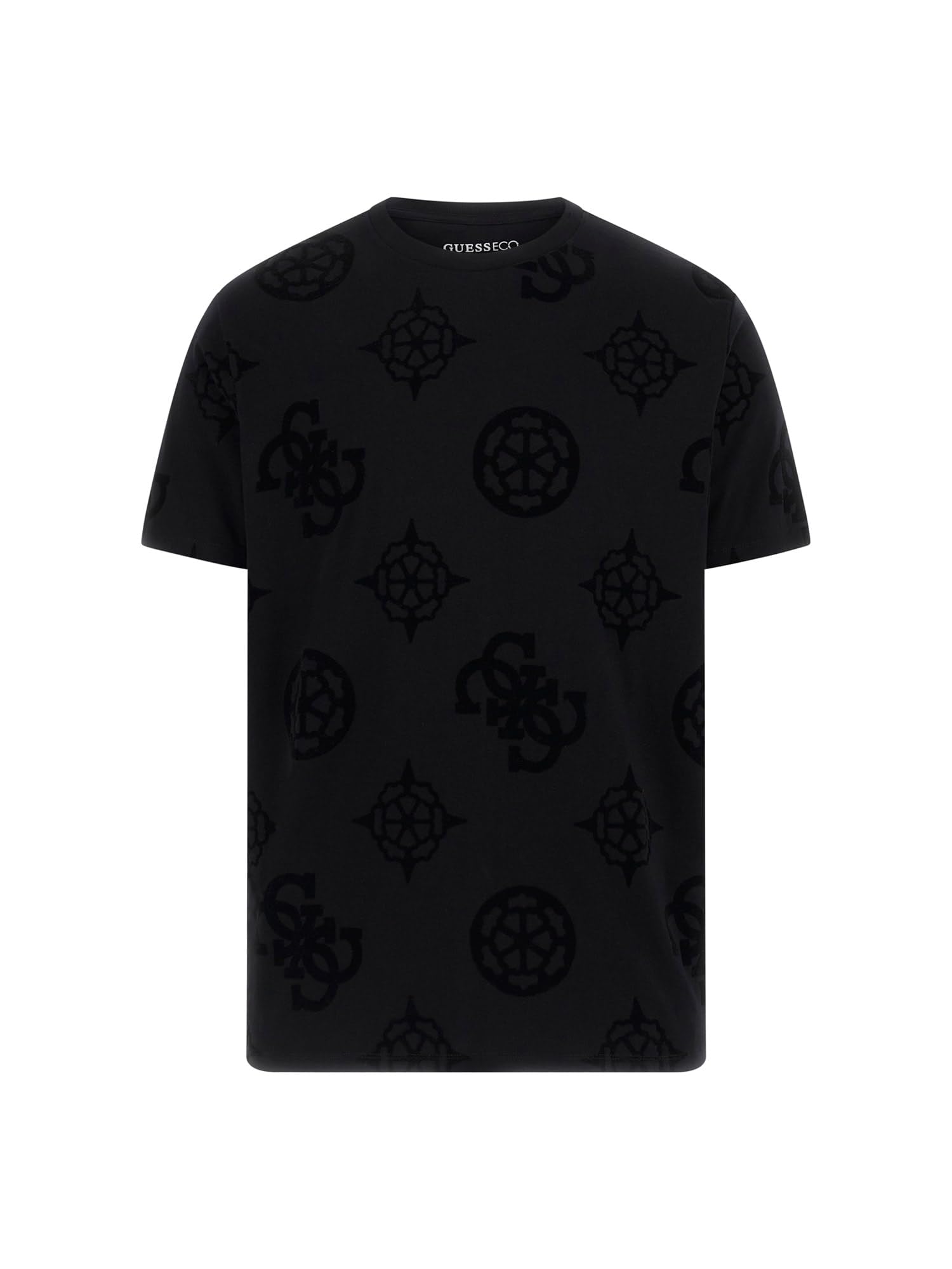GUESS Men’s Eco Short-Sleeve Peony Print Tee, Jet Black