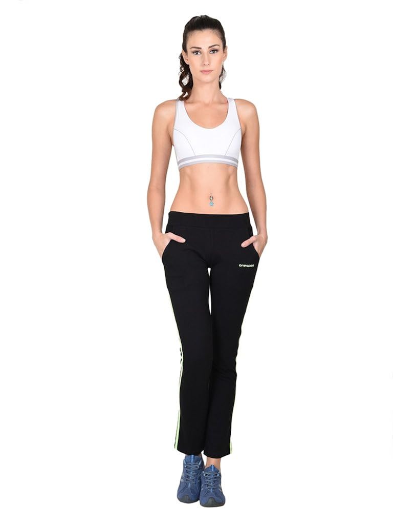 onesport women's cotton spandex jersey black trackpants(onsp27bl-p)