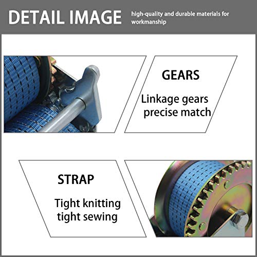 OPENROAD 1200lbs Hand Winch Boat Winch | Hand Crank Winch with 8m (26ft) Blue Strap Manual Winches | Two-Way Adjustable Boat Trailer Winch | Corrosion Resistant Towing Winches (1200lbs)… - Image 3