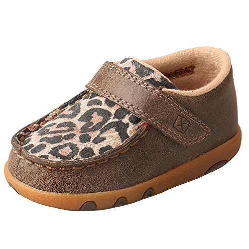 Twisted X Boots Boys Infant Driving Mocs Bomber/Leopard 3 Brown