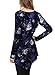 BAISHENGGT Women's Crewneck Long Sleeve Handkerchief Hem Tunic Top X-Large Dark Blue Floral