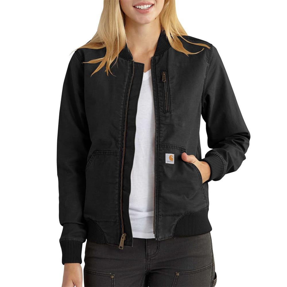 Photo 1 of Carhartt Womens Rugged Flex® Relaxed Fit Canvas Jacket Work Utility Outerwear, Black, Large US
