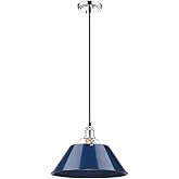 Golden Lighting 3306-L CH-NVY Orwell Pendant, Chrome with Navy Blue Shade