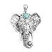 SUNSCSC Vintage Retro Boho Luckly Crystal Turquoise Elephant Pendant Necklace Enamel Earrings Set (Silver Necklace)