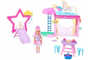 Barbie A Touch of Magic Chelsea Small Doll & Pegasus Playset, Winged Horse Toys with Stable, Pet Bunny & Accessories