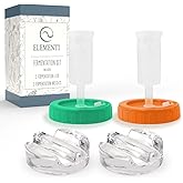 Elementi Fermenting Kit - Set of 2 Glass Fermenting Weights and Wide Mouth Mason Jar Fermentation Lids - Sauerkraut and Pickling Kit - Turn Any Mason into a Fermentation Crock