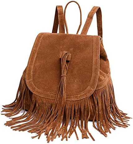 Women Girls Vintage Fringe Tassel Backpack Fashion Shoulder Bag Casual Schoolbag Daypack Purse Book Bag Travel Bag Handbag