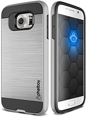 Galaxy S6 Case, Phatboy Knight - Silver - Brushed Metal Design - Dual Layer Protection - Slim Fit - for Samsung Galaxy S6 SM-G920 Devices