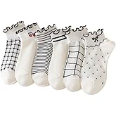SLAKOP Polka Dot Ruffle Low Ankle Socks for Women Cute Thin No Show Socks Lightweight Pastal Color Soft Sock 5/6 Pairs
