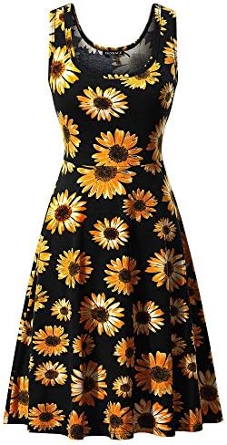Women's Sleeveless Midi Dress Casual Flared Tank Dress
