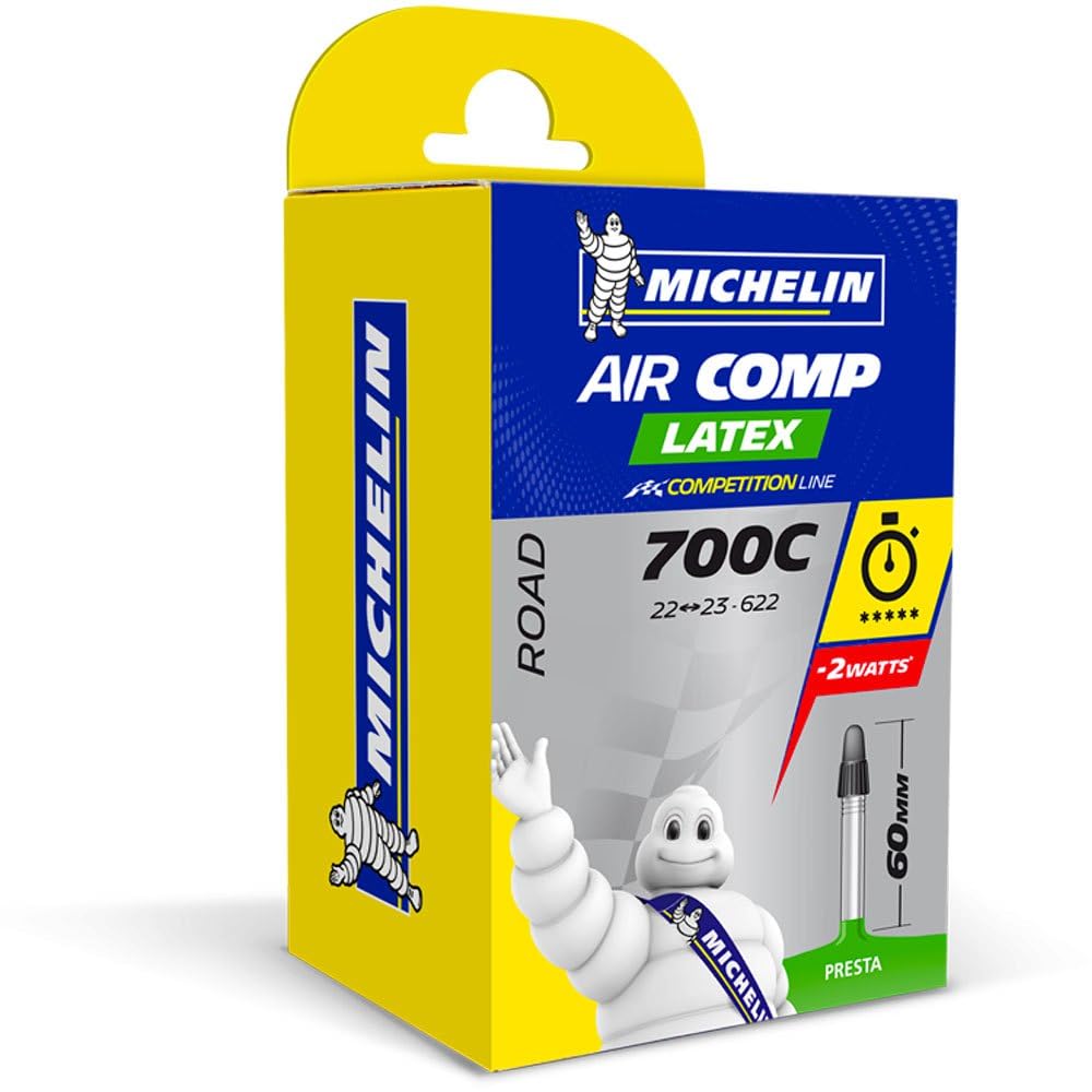 Michelin Latex Aircomp PV Tube - Black, 60 mm, 700x22/23
