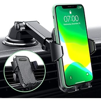 VANMASS Car Phone Mount, Dashboard Windshield Air Vent Cell Phone Holder for Car with Telescopic Arm & Dashboard Pad, Strong Sticky Suction, One Button Release Car Cradle, Compatible iPhone Samsung