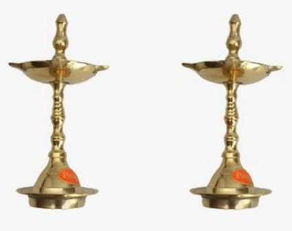 Moradabad Metal World Brass Diwali Puja Oil Diya (Gold)(Height: 8 inch)(Pack of2)