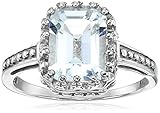 White Topaz Emerald Cut Ring in Sterling Silver, Size 7