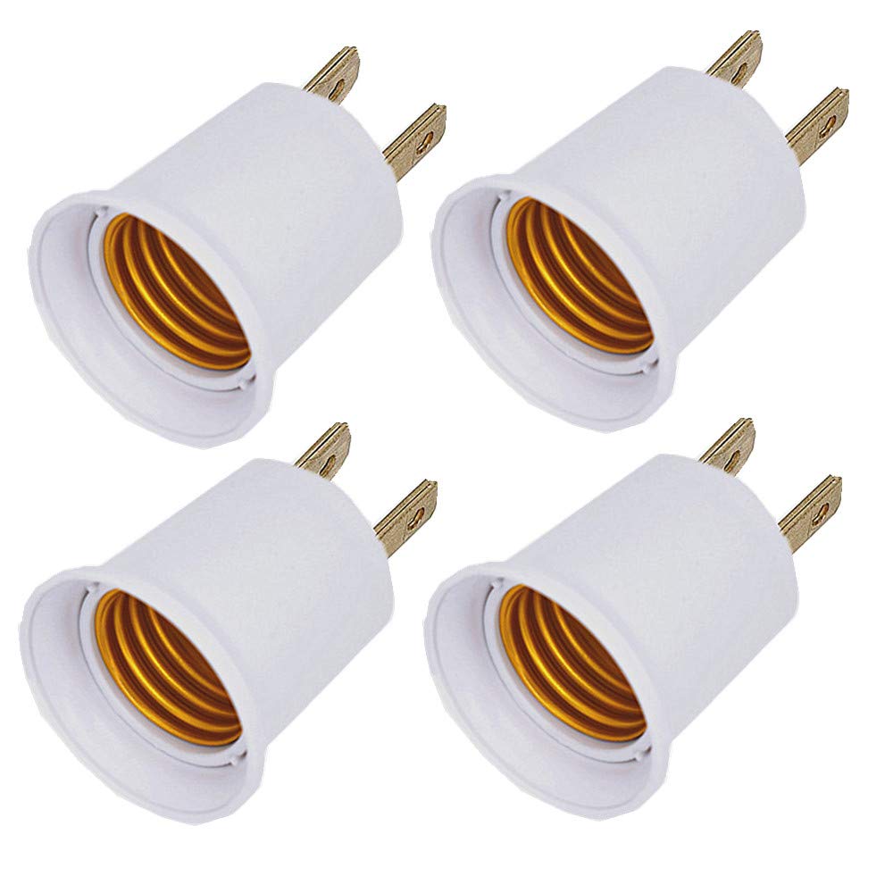 Photo 1 of (4PACK) E26/E27 Adapter Converts Outlet to Lamp Socket, 660 Watt, 125 Volt, AC Plug to E26 Two Outlet Light Adapter, White