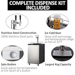 PioneerWorks Beer Kegerator, Single Tap Draft Beer