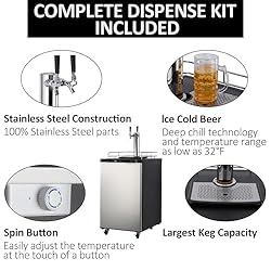 Beer Kegerator, Dual Tap Draft Beer Dispenser, Full