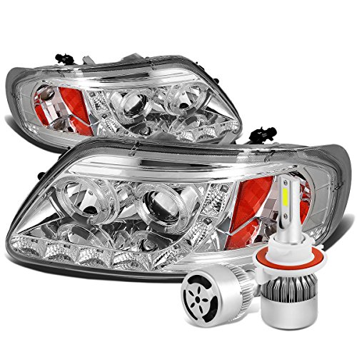 Ford F150 / Expedition Chrome Housing Amber Corner Dual Halo Projector Headlight + H3 LED Conversion Kit W/ Fan