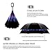 MRTLLOA Double Layer Inverted Umbrella with C-Shaped Handle, Anti-UV Waterproof Windproof Straight Umbrella for Car Rain Outdoor Use(Blue flowers)