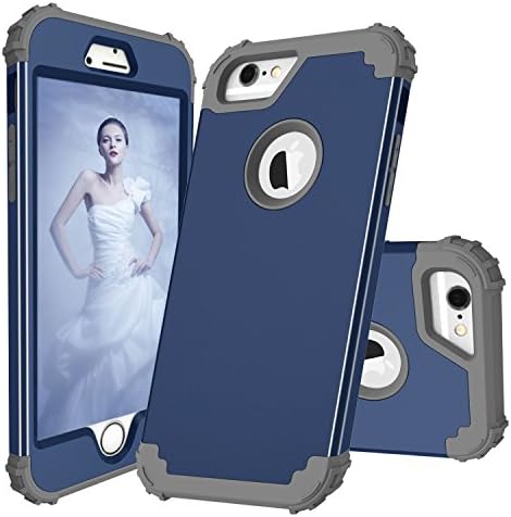 iPhone 6/6s Plus Case,SZAMZ Shockproof Hybrid Heavy Duty Dual Layer High Impact Protection Case Cover for 5.5 inches iPhone 6/6s Plus - Dark Blue/ Grey