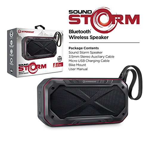HyperGear Sound Storm All-Terrain HD Bluetooth Wireless Speaker. Mounts On Bicycles, Motorcycles, Strollers & More. Built-in microphone, 8 hr Playtime. Premium Sound For iPhones, Smartphones & More