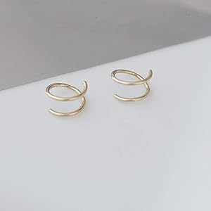 Double Hoop Twist Earrings • 8 mm Two Piercing Earring • Tiny Huggie Hoops • Minimal Spiral Earring • Double Cartilage or Helix Piercing