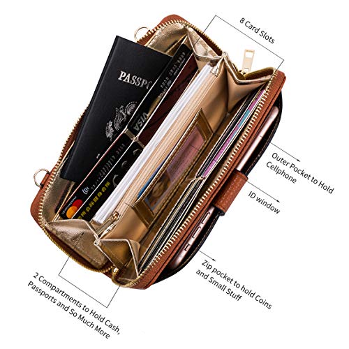 Heaye Wristlet Wallet Crossbody Phone Bags for Women with Card Slots Cognac - Thumbnail 4