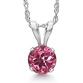 Gem Stone King 14K White Gold 4MM Round Gemstone Birthstone Solitaire Pendant Necklace | Gold Necklace For Women | With 18 inch Gold Rope Chain | Fine Jewelry Gifts for Her Mom Women Wife