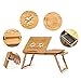 Yofit Bamboo Laptop Desk Adjustable Foldable Breakfast Serving Bed Tray with Tilting Top Drawer (21.7inch)