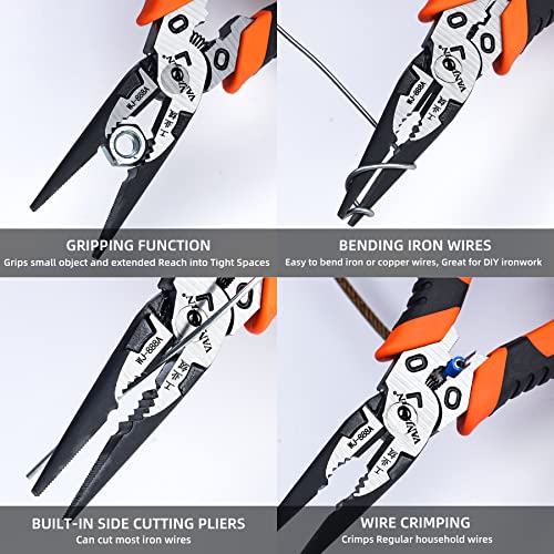Needle Nose Pliers with Side Cutter Wire Crimper and Wrench, VANJOIN 8