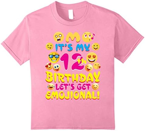 unisex-child It's My 12TH Birthday Years Old With Cute Emoji Shirt Gift 10 Pink