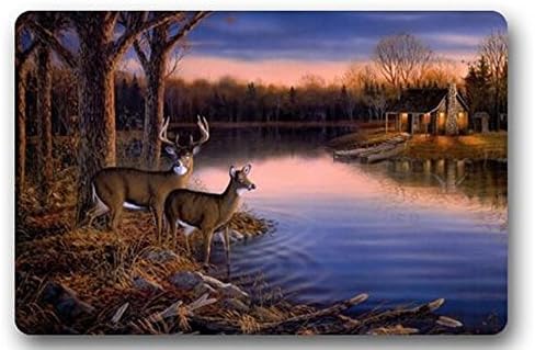 shirt home Homie Design Custom Deers At The Ege Of The River/Outdoor Washable Doormat Bath Kitchen Decor Area Rug Inch Indoor/Outdoors 23.6 By 15.7 Inch