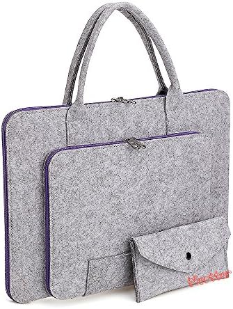 Neotter 12.9-13.3 inch Felt Carrying Case Cover Bag for iPad Pro/ Macbook Air/ Pro Retina/ Ultrabook/ Netbook/ Laptop - Grey + Purple