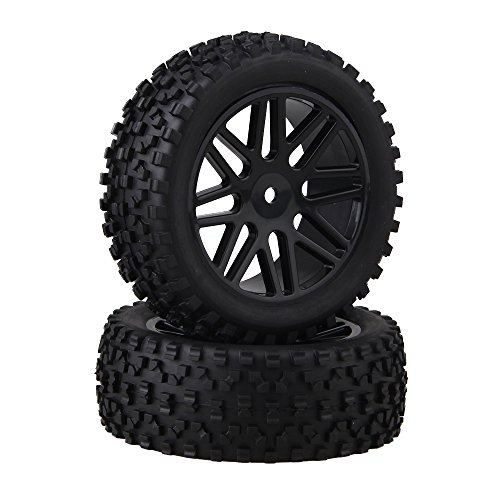 BQLZR Front and Rear Mesh Shape Wheel Rim Rubber Tires for RC 1:10 Off-Road Car Pack of 4