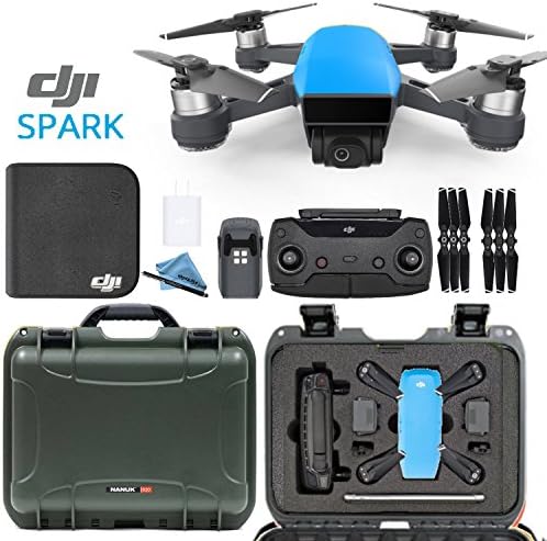 DJI Spark Fly More Combo - Sky Blue + Custom Olive Nanuk Waterproof Travel Case
