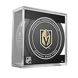 2017 Las Vegas Golden Knights Game Puck 100th Anniversary on back With Cube