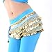 BellyLady Multi-Row Gold Coins Belly Dance Skirt Wrap & Hip Scarf-NavyBlue