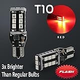 2X T10 921 912 60W Red Flash Strobe LED 3RD Brake High Mount Stop High Power Light Bulbs