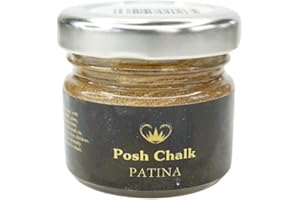 Posh Chalk PC0305 Patina - Pale Gold 30ml - Oil-Based Gliding Wax - Vintage, Metallic, Distressed - DIY Craft Upcycling Furniture - Thick Texture + Stiff Consistency – Artisan Quality