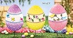 Floral Easter Egg Garden Decor Yard Stakes - Set Of 3