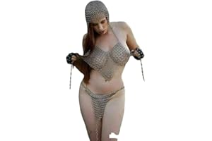 New Women Bikini Viking Hot Sexy Body Chainmail Swim wear Beach Bra 1 Silver
