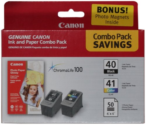 Canon PG-40/CL-41 Cartridges and Glossy Photo Paper Combo Pack