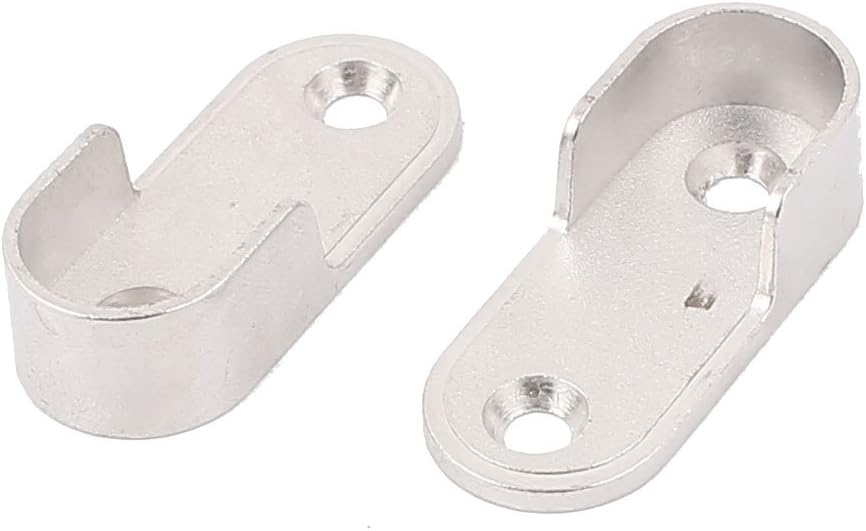 Sourcingmap Oval Wardrobe Hanging Rail Rod End Bracket Support Silver Tone 2pcs, As Shown the Picture, 47mm x 20mm x 12mm, 2pcs