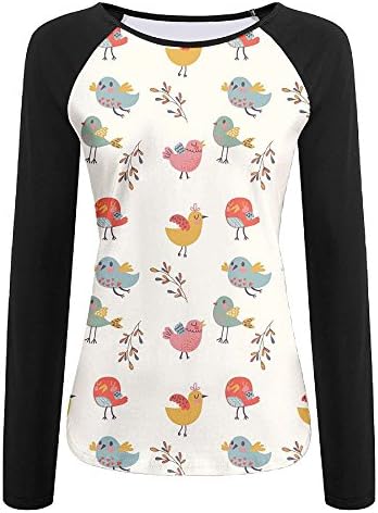 Cute Chicks Woman Home 3D Printing Sleeve T-Shirts Running Long Sleeve Baseball Raglan Shirt Comfortable Sleeve Floral Blouse Tops Casual Tshirts