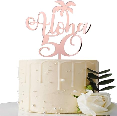Amazon Com Mirror Rose Aloha 50 Cake Topper For 50th Wedding