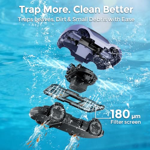 OUCAXIA C5 Cordless Robotic Pool Cleaner with 180-Min Runtime, 2.7L Large-Capacity Filter Basket, Self-Parking & Lightweight Design, for Above-Ground & In-Ground Pools up to 2,200 Sq.Ft (Lilac)