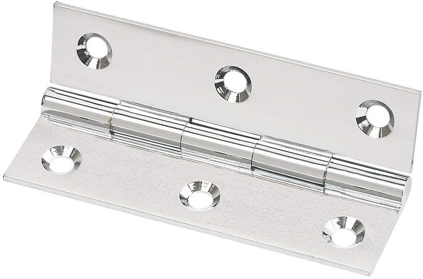 Merriway BH04288 (2 Pcs) 38mm (1.1/2 inch) Butt Hinge, Chrome Plated on Solid Brass - Pack of 2 Pieces