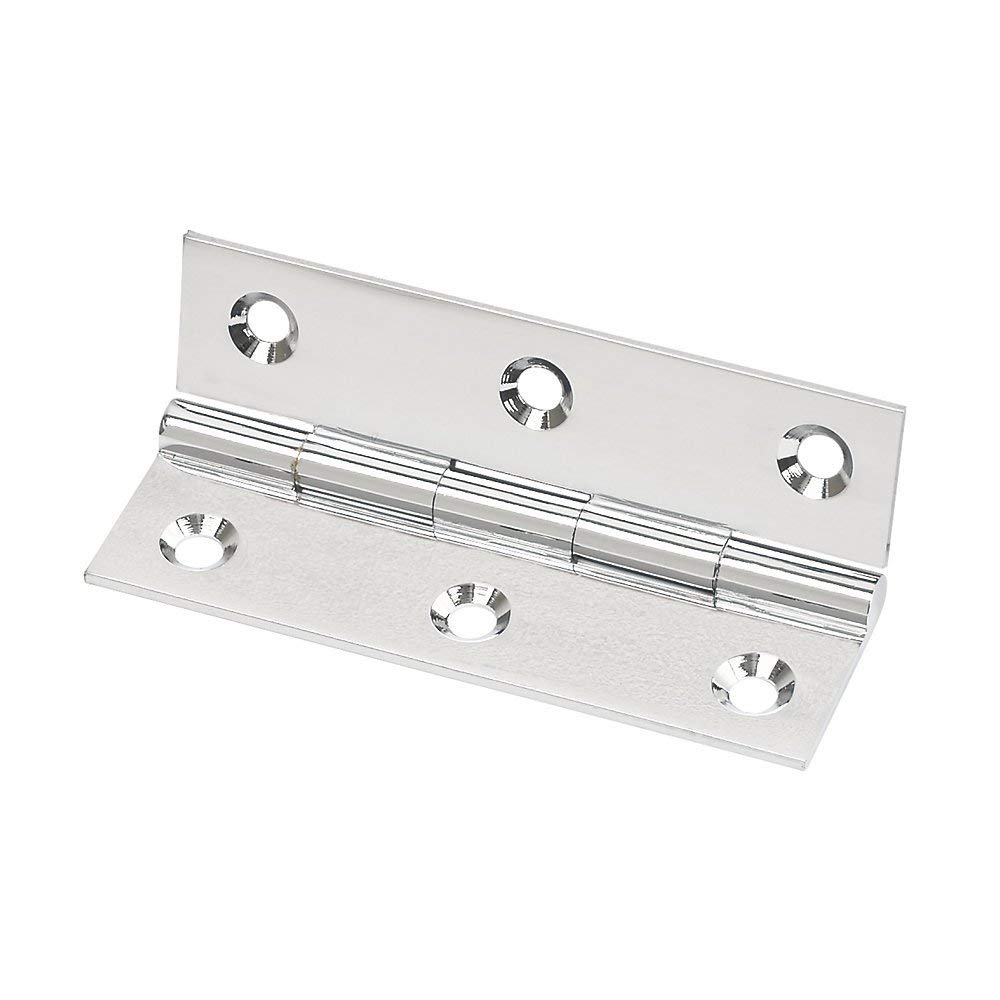 Merriway BH04288 (2 Pcs) 38mm (1.1/2 inch) Butt Hinge, Chrome Plated on Solid Brass - Pack of 2 Pieces