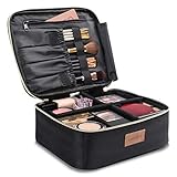 Lifewit Makeup Train Case with Adjustable Dividers Travel Cosmetic Bag Organize Case with Brush Holders Black