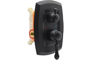 DRETTYER Antique 3 Way Function Shower Diverter Valve Matte Black Brass Concealed Faucet Mixer Valve Modern 2 Handles Style Rough-in Shower Valve Trim Kit